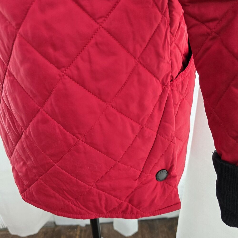 Barbour Red Quilted Jacket with Black Collar - Picture 10 of 13